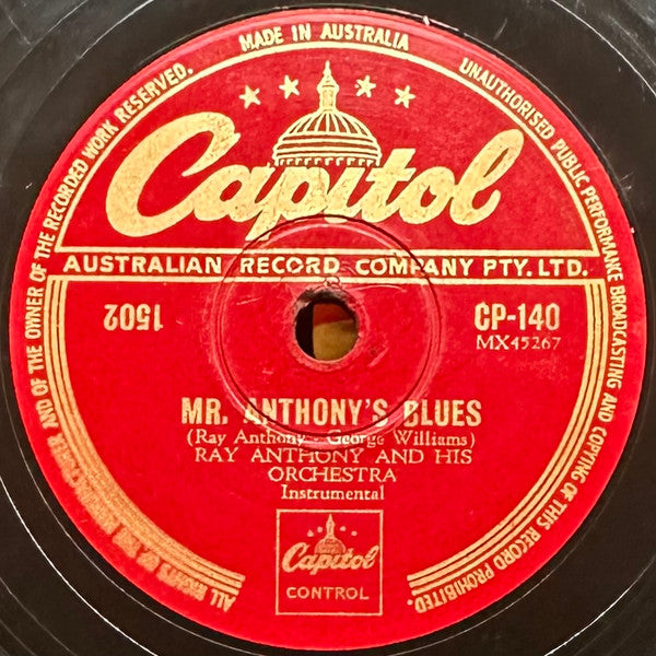 Ray Anthony And His Orchestra* : Mr. Anthony's Blues / Mr. Anthony's Boogie (Shellac, 10")