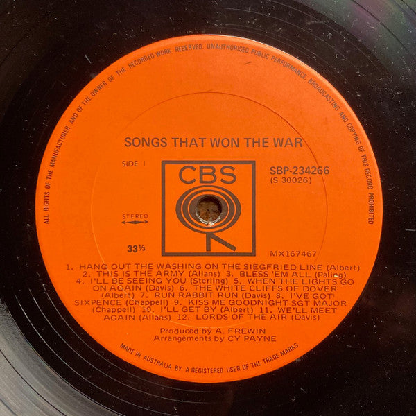 Cy Payne & His Orchestra : Songs That Won The War (LP)