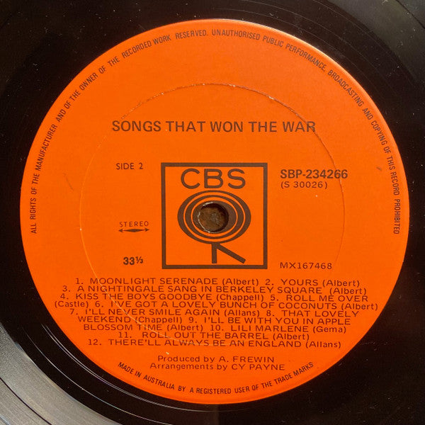 Cy Payne & His Orchestra : Songs That Won The War (LP)