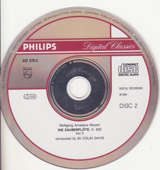 Mozart* - Margaret Price, Luciana Serra, Peter Schreier, Kurt Moll, Mikael Melbye, Theo Adam, Rundfunkchor Leipzig, Staatskapelle Dresden, Sir Colin Davis : The Magic Flute (2xCD, Album, Comp, RE)