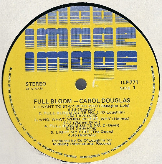Carol Douglas : Full Bloom (LP, Album)