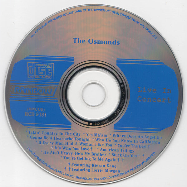 The Osmonds : Live In Concert (CD, Comp)
