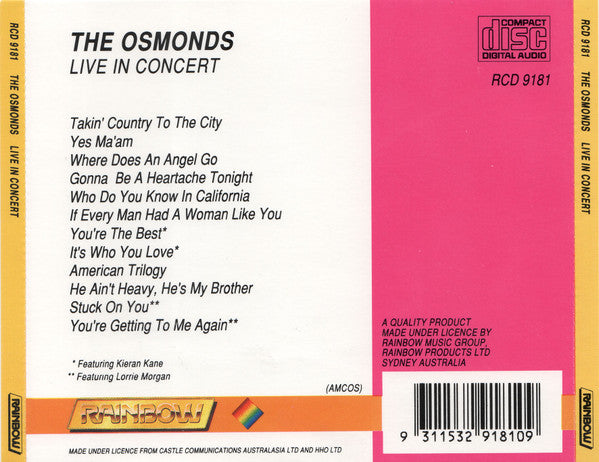The Osmonds : Live In Concert (CD, Comp)