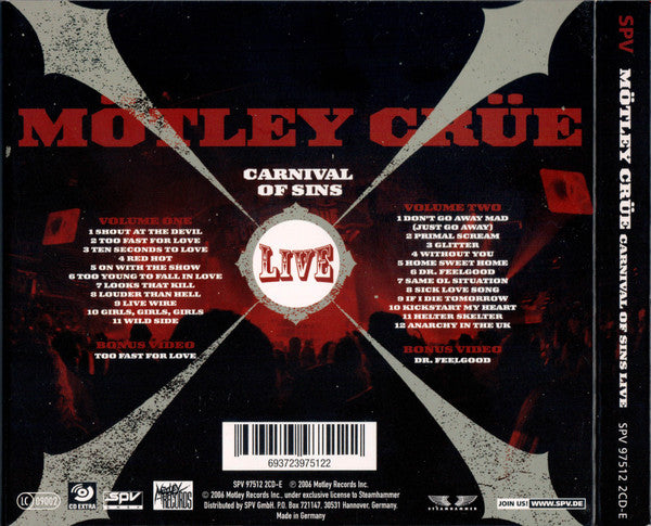 Mötley Crüe : Carnival Of Sins Live (2xCD, Album, Enh)