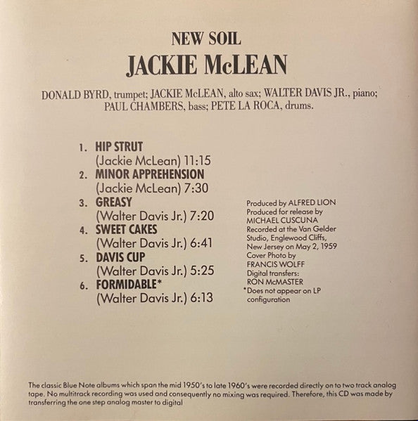 Jackie McLean : New Soil (CD, Album, RE)