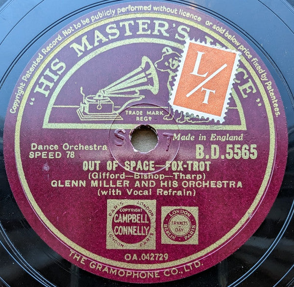 Glenn Miller And His Orchestra : In The Mood / Out Of Space (Shellac, 10", S T)