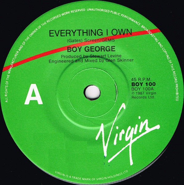Boy George : Everything I Own (7", Single)