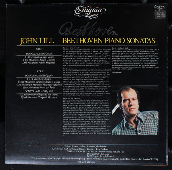 Beethoven* - John Lill : Beethoven Piano Sonatas • No.16 / No. 18 / No. 20 (LP)