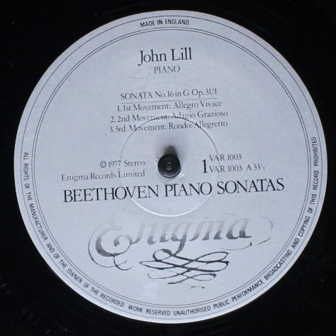 Beethoven* - John Lill : Beethoven Piano Sonatas • No.16 / No. 18 / No. 20 (LP)