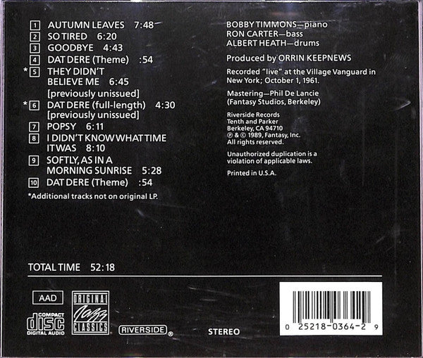 The Bobby Timmons Trio : In Person (CD, Album, RE)