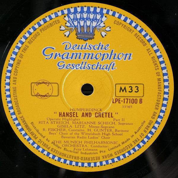 Engelbert Humperdinck (2), Gisela Litz, Rita Streich, Elisabeth Lindermeier, Res Fischer, Horst Günter, Marianne Schech : Hansel And Gretel (10", Mono)