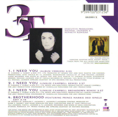 3T : I Need You (CD, Single, Car)