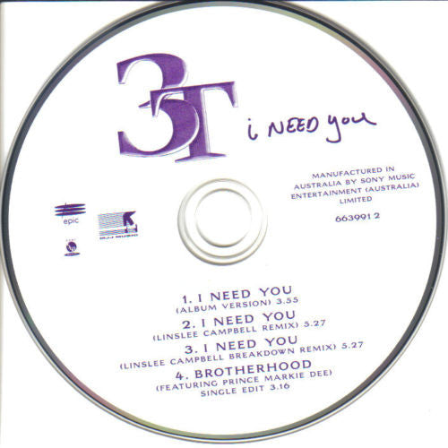 3T : I Need You (CD, Single, Car)