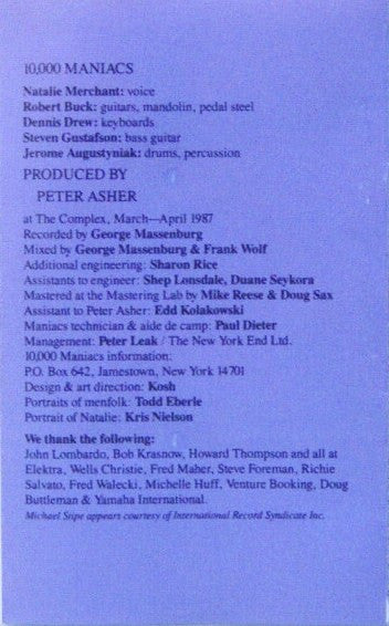 10,000 Maniacs : In My Tribe (Cass, Album, SR,)