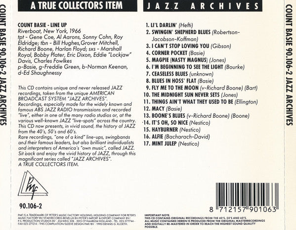 Count Basie : Jazz Archives (CD, Comp)