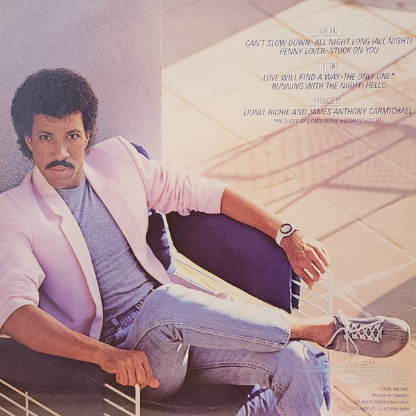 Lionel Richie : Can't Slow Down (LP, Album, RE, Gat)