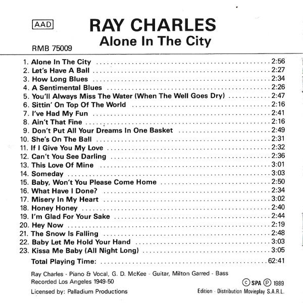 Ray Charles : Alone In The City (CD, Comp)