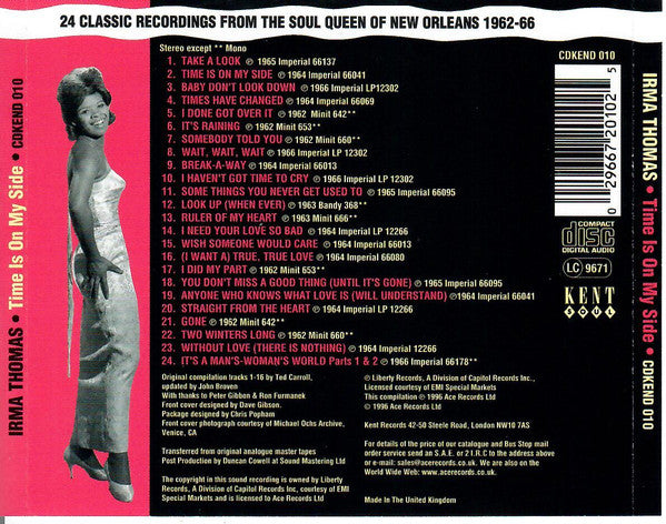 Irma Thomas : Time Is On My Side (CD, Comp, RE, EDC)