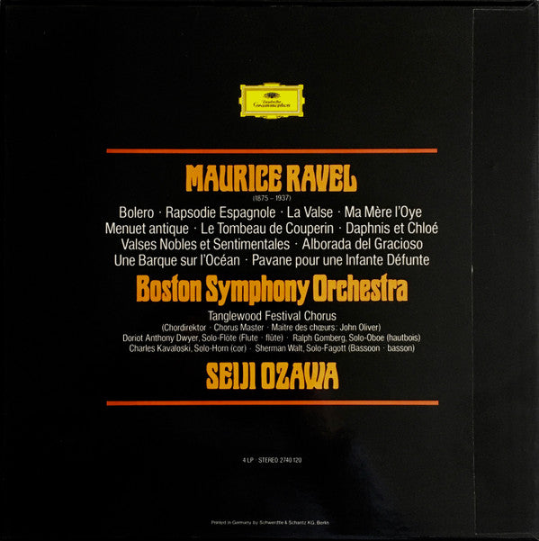 Maurice Ravel / Boston Symphony Orchestra, Seiji Ozawa : Orchestermusik = Orchestral Works = L'Œuvre Symphonique (4xLP, Comp + Box)