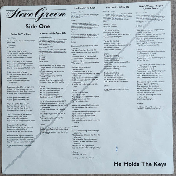 Steve Green (3) : He Holds The Keys (LP, Album, RE)