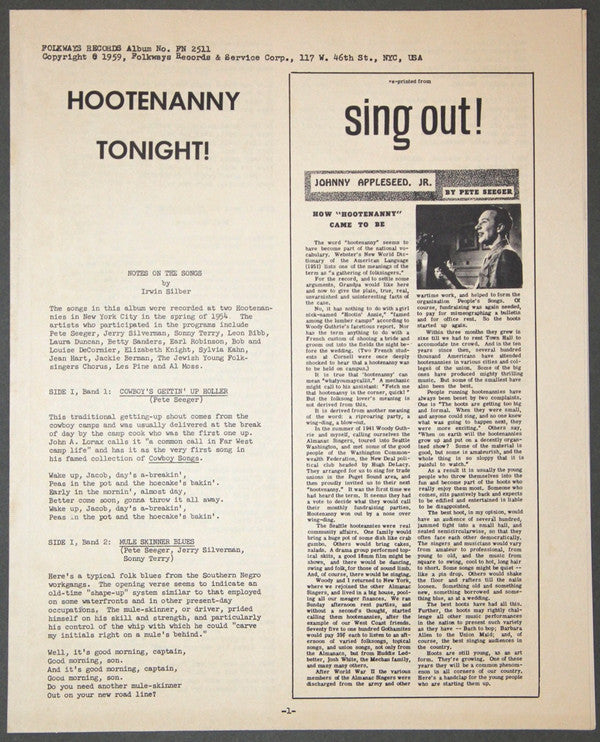 Various : Hootenanny Tonight! (LP, Comp, Mono)