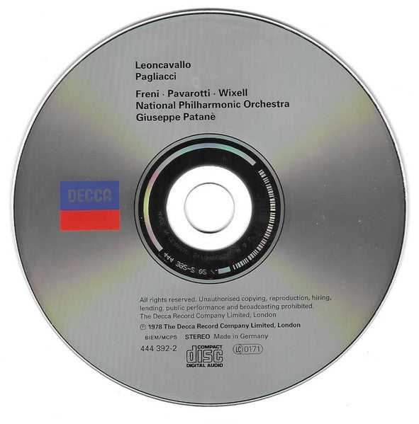 Ruggiero Leoncavallo · Luciano Pavarotti · National Philharmonic Orchestra · Giuseppe Patanè : Pagliacci (CD, Album, RE)
