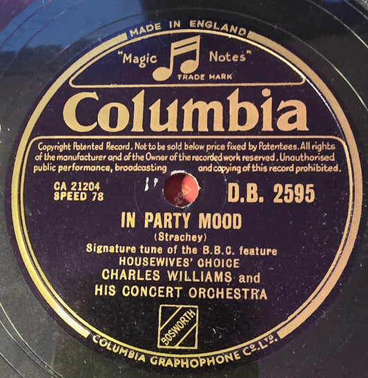 Charles Williams Concert Orchestra : In Party Mood / Canyon Canter (Shellac, 10")