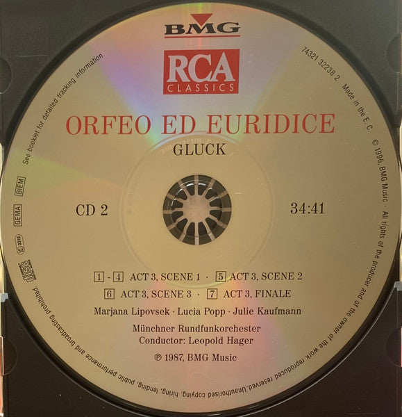 Gluck*, Lipovsek*, Popp*, Kaufmann*, Münchner Rundfunkorchester, Leopold Hager : Orfeo Ed Euridice (2xCD, RE)