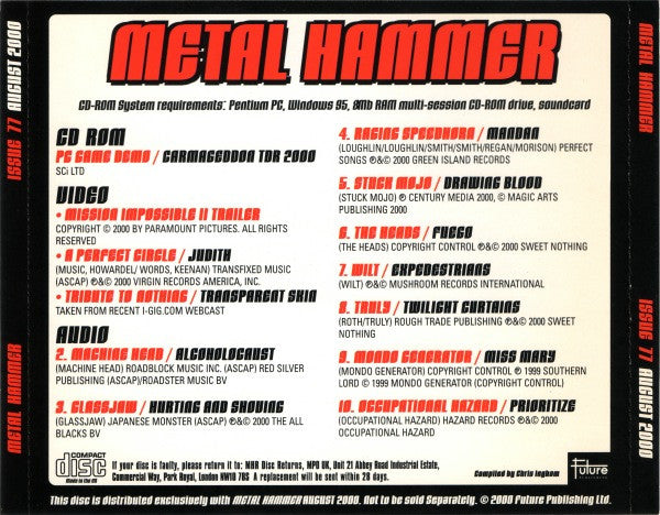 Various : Metal Hammer Issue 77 August 2000 (CD, Comp, Enh)