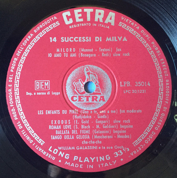 Milva : 14 Successi Di Milva (LP, Album)