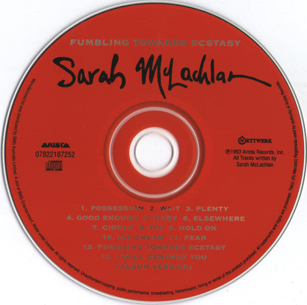 Sarah McLachlan : Fumbling Towards Ecstasy (CD, Album)