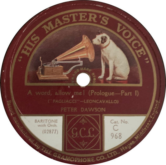 Peter Dawson : A Word, Allow Me! / A Song Of Tender Mem'ries (Shellac, 12")