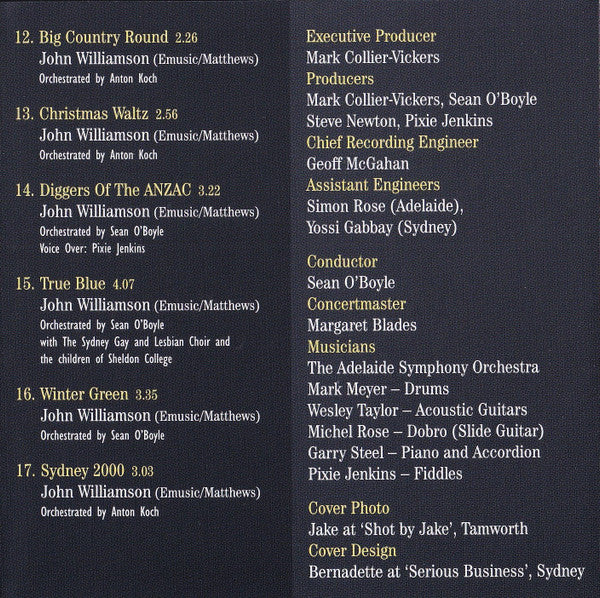 Pixie Jenkins* with The Adelaide Symphony Orchestra* conducted by Sean O'Boyle : True Blue Classics - A celebration of the music of John Williamson (CD, Album)