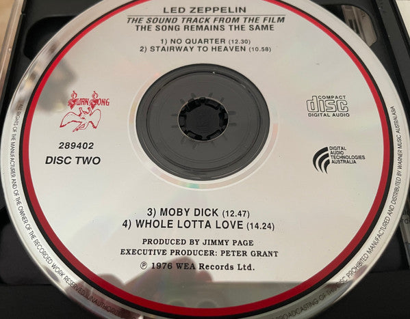 Led Zeppelin : The Soundtrack From The Film The Song Remains The Same (2xCD, Album, RE)
