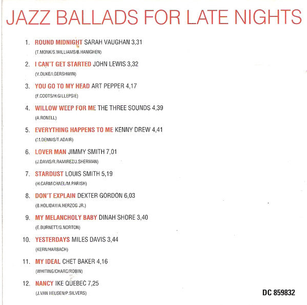Various : Jazz Ballads For Late Nights (CD, Comp)