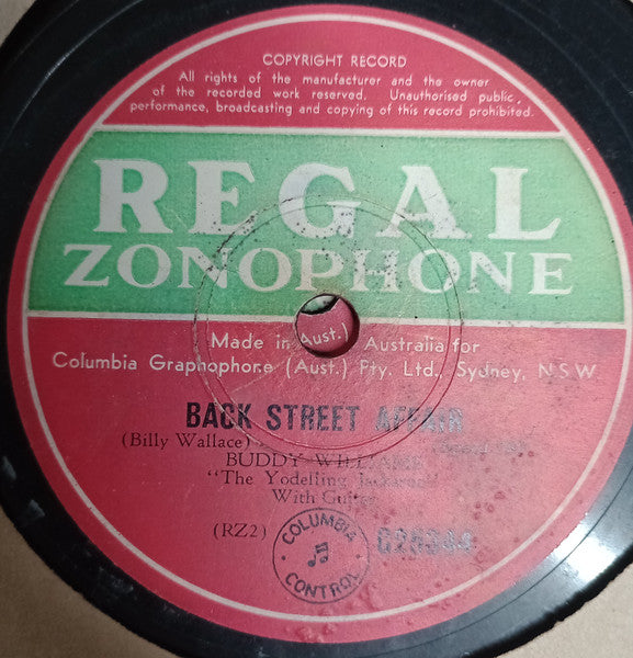 Buddy Williams (2) : Back Street Affair / Too Old To Cut The Mustard  (Shellac, 10")