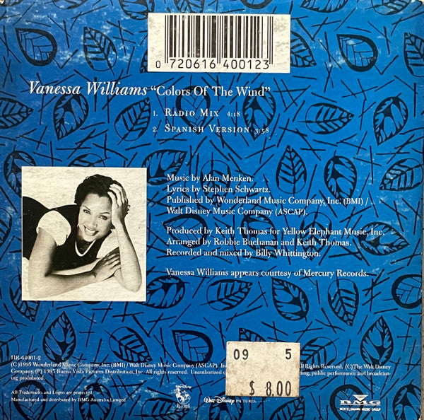 Vanessa Williams : Colors Of The Wind (CD, Single)