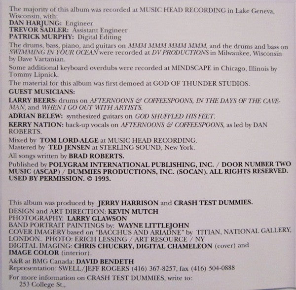 Crash Test Dummies : God Shuffled His Feet (CD, Album, Club, CRC)