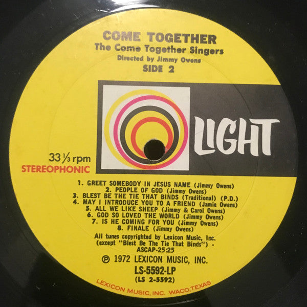 Jimmy & Carol Owens Featuring Pat Boone : Come Together (A Musical Experience In Love) (LP, Album)