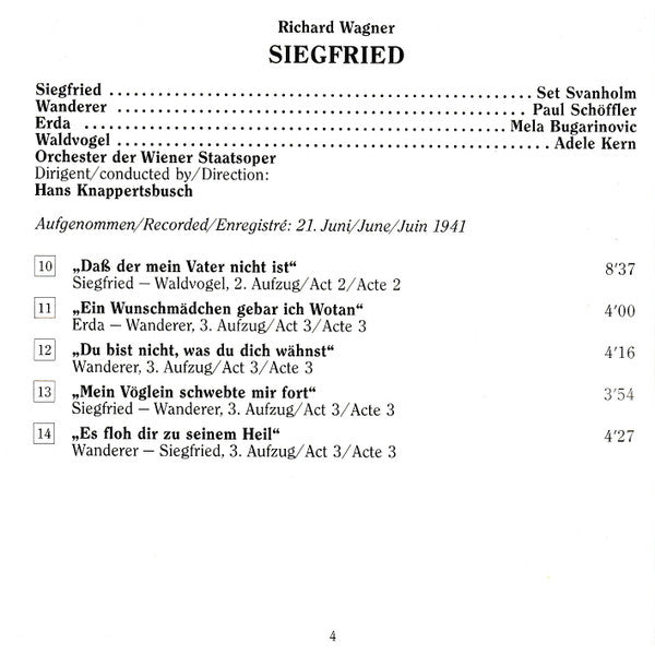Hans Knappertsbusch, Richard Wagner : Hans Knappertsbusch Dirigiert/Conducts Der Ring Des Nibelungen (Wagner) (1937-1943) - Edition Wiener Staatsoper Live Vol. 24 (2xCD, Comp, Mono, RM)