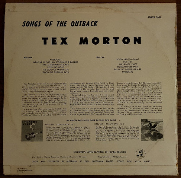 Tex Morton (2) : Songs Of The Outback (LP, Album)
