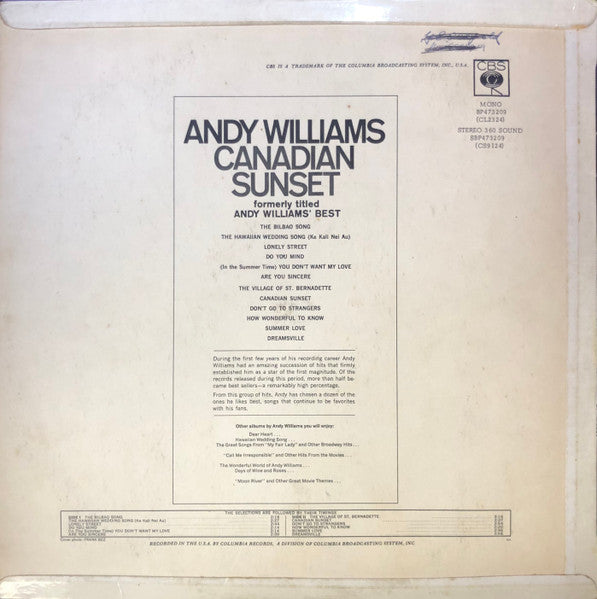 Andy Williams : Canadian Sunset (LP, Comp)