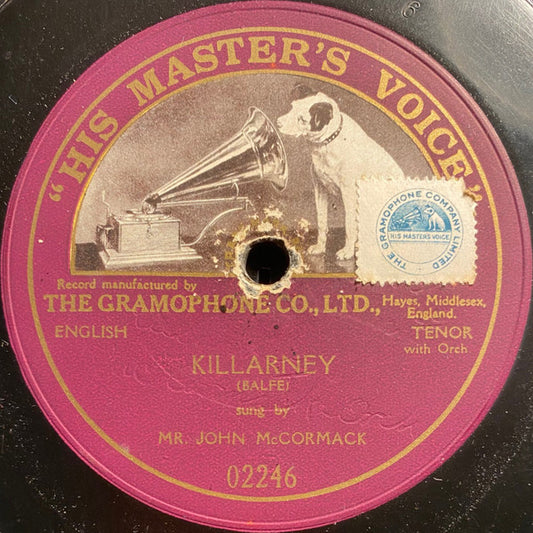John McCormack (2) : Killarney (Shellac, 12", S/Sided)