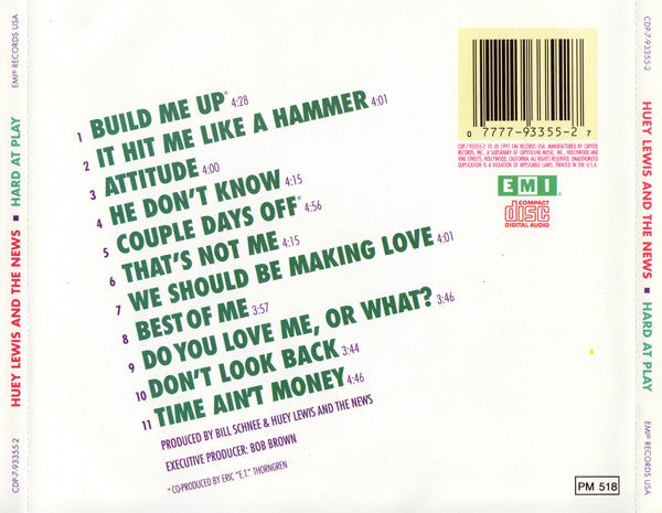 Huey Lewis And The News* : Hard At Play (CD, Album)