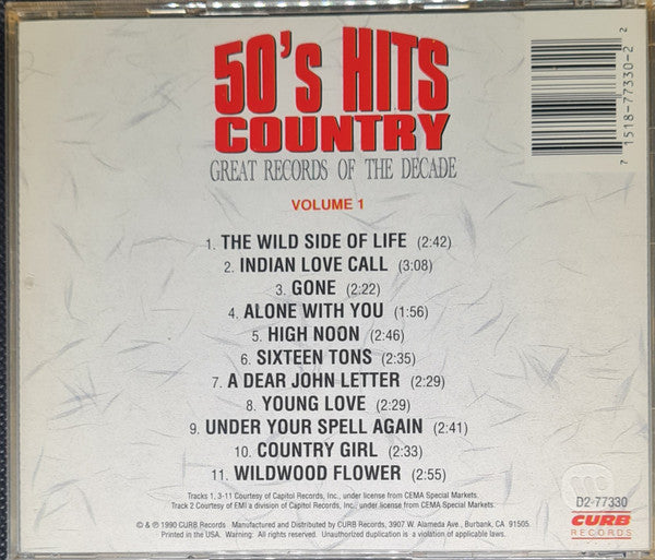 Various : 50's Hits... Country Volume 1 (CD, Comp)
