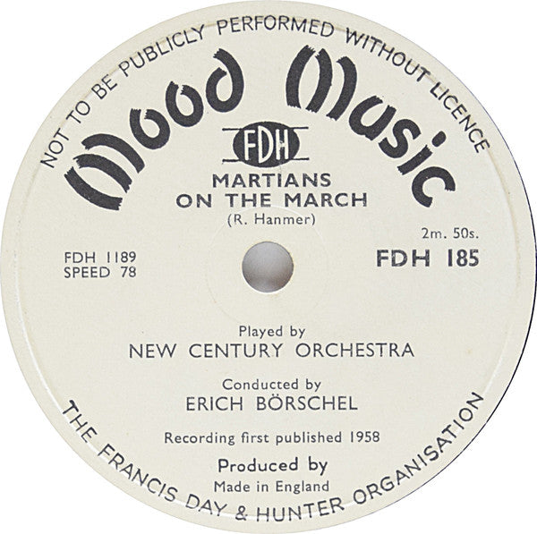 New Century Orchestra Conducted By Erich Börschel : Martians On The March / Pride Of Race (Shellac, 10")