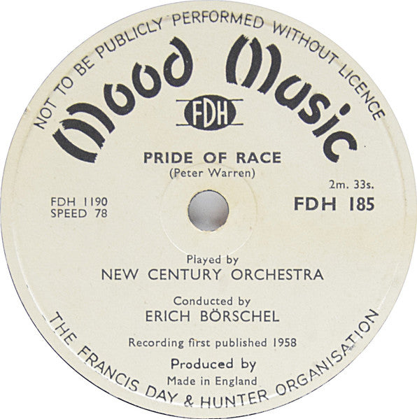 New Century Orchestra Conducted By Erich Börschel : Martians On The March / Pride Of Race (Shellac, 10")