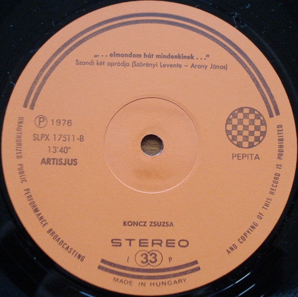 Zsuzsa Koncz : (IX) "...Elmondom Hát Mindenkinek..." (LP, Album, Gat)