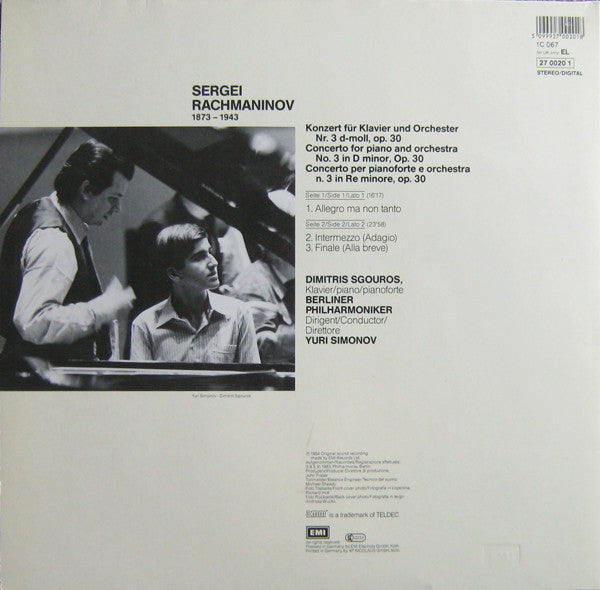 Sergei Vasilyevich Rachmaninoff, Dimitris Sgouros, Berliner Philharmoniker, Yuri Simonov : Klavierkonzert Nr. 3 / Piano Concerto No. 3 (LP)