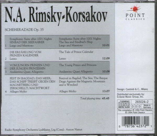 Nikolai Rimsky-Korsakov, Simfonični Orkester RTV Ljubljana : Scheherazade Op. 35 (CD, Album)